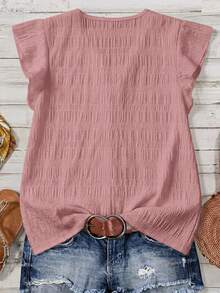 SHEIN LUNE Casual Minimalist Plaid Women's Shirt Suitable For Summer - Dusty Pink - View 2
