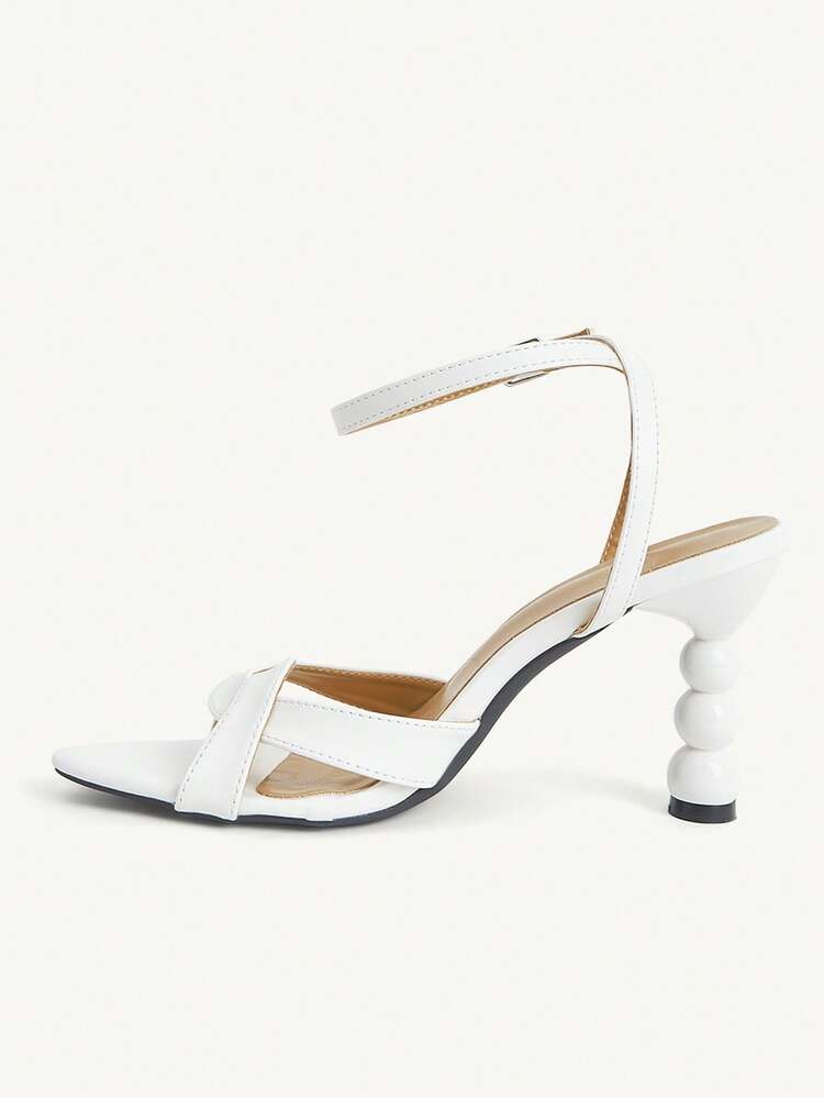 CUCCOO CHICEST Outdoor Women's High-Heeled White Sandals, Fashionable Strappy Roman Women's Shoes, Suitable For Parties And Easter Celebrations - White - View 5