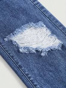 Girlism Tween Girl Tween Girl Pocket Distressed Wide Leg Loose Casual Denim Jeans - Medium Wash - View 4