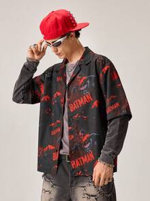 Strevion Men's Casual Brave Batman Digital Print Short Sleeve Shirt - Multicolor - View 5