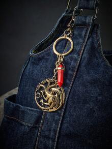 HOUSE OF THE DRAGON X SHEIN 鋅合金復古金屬包包吊飾，龍形吊飾裝飾品 - 混色 - 查看 4
