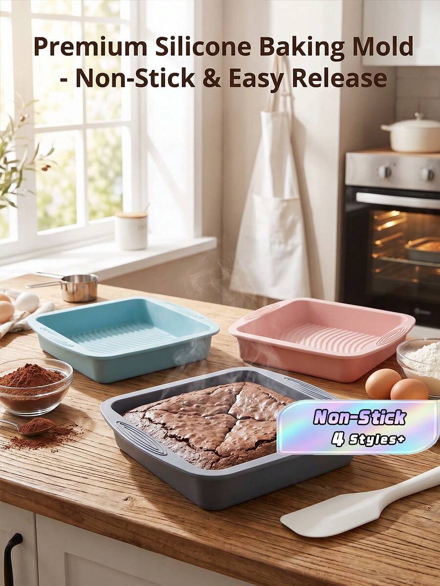 8.5‑Inch Square Cake Baking Pan, Non‑Stick Baking Tools Molds, Silicone Baking Pan