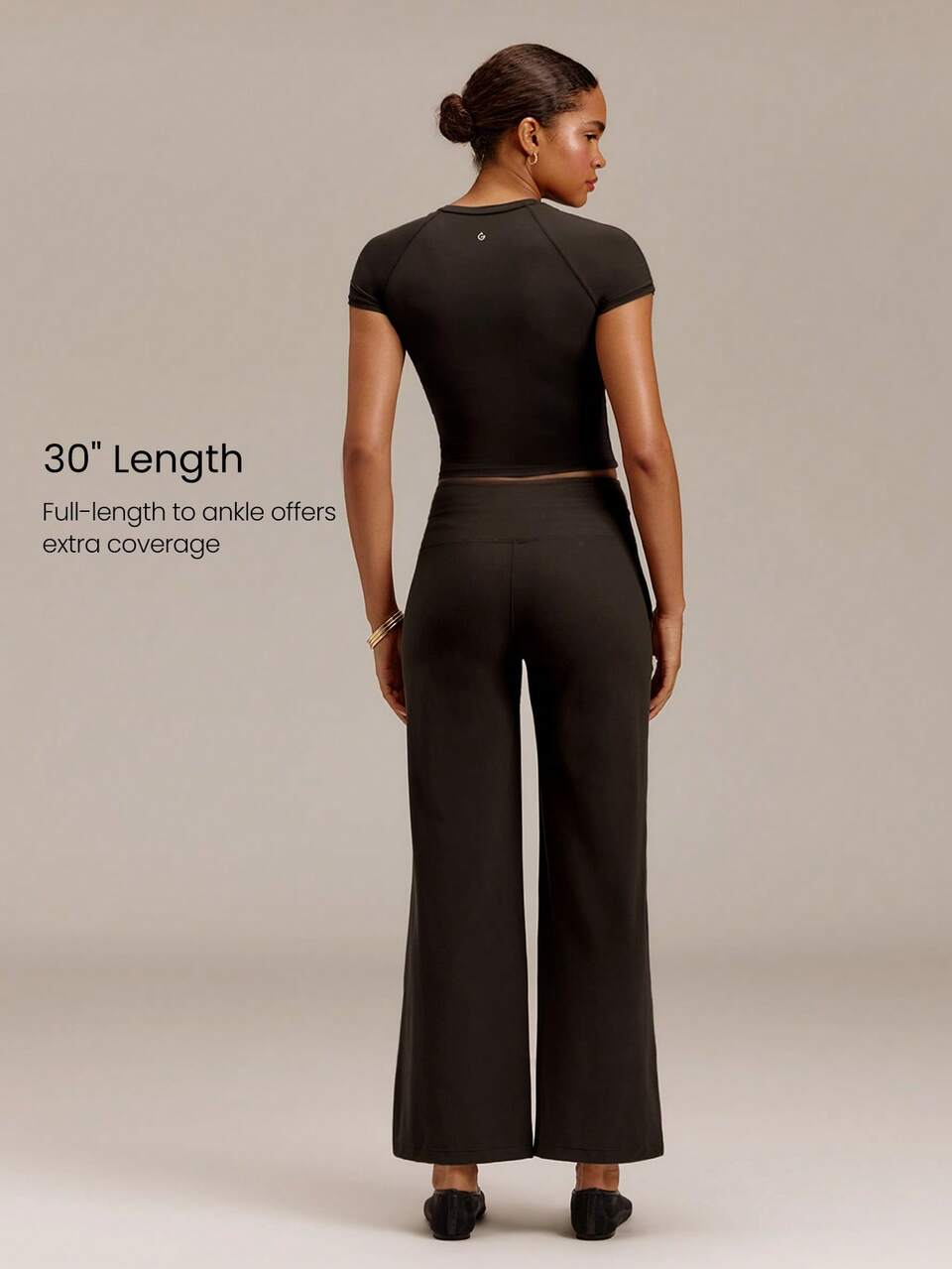 FeatherFit™ Work It Wide Leg Work Pants With Front Seam Detail & Side Pockets Yoga Pilates Studio Daily Casual