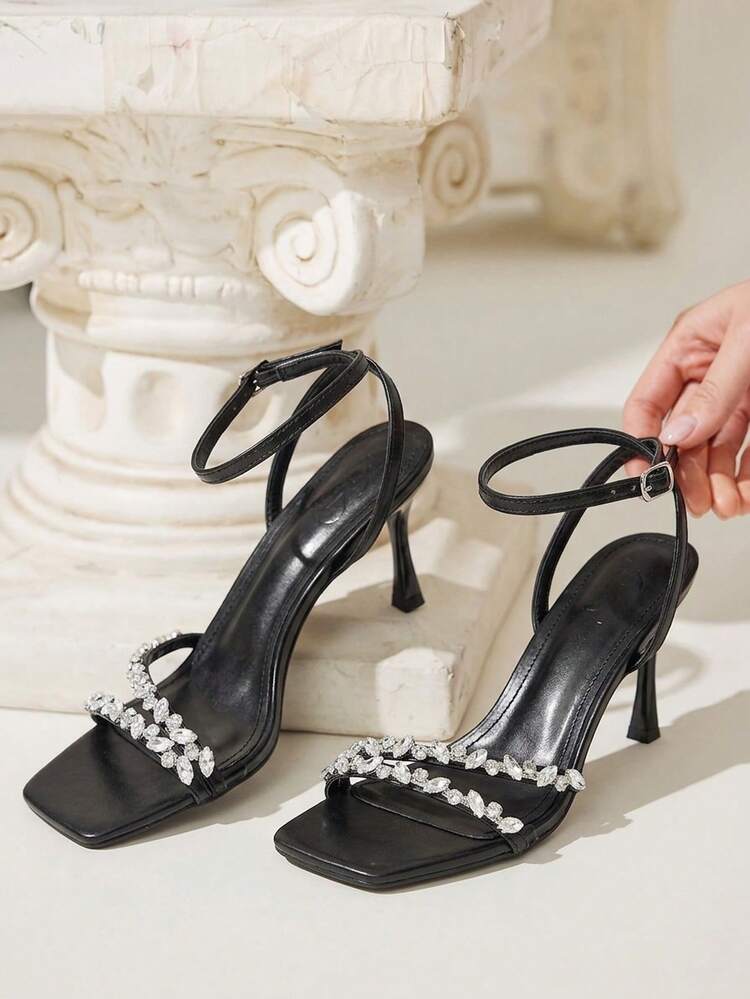CUCCOO CHICEST Women's Stiletto Sandals, Elegant And Casual, Suitable For Office Commuting, Dating, Parties, Christmas Elegant Shoes, Wedding Shoes - Quiet Night Black. - View 3