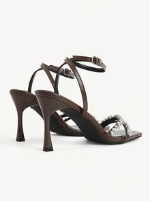 CUCCOO CHICEST Women's Stiletto Sandals, Elegant And Casual, Suitable For Office Commuting, Dating, Parties, Christmas Elegant Shoes, Wedding Shoes - Coffee brown. - View 6