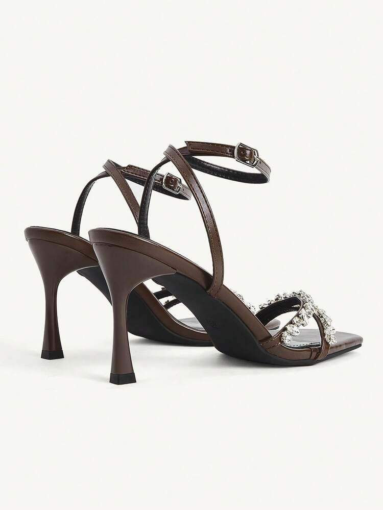 CUCCOO CHICEST Women's Stiletto Sandals, Elegant And Casual, Suitable For Office Commuting, Dating, Parties, Christmas Elegant Shoes, Wedding Shoes - Coffee brown. - View 6