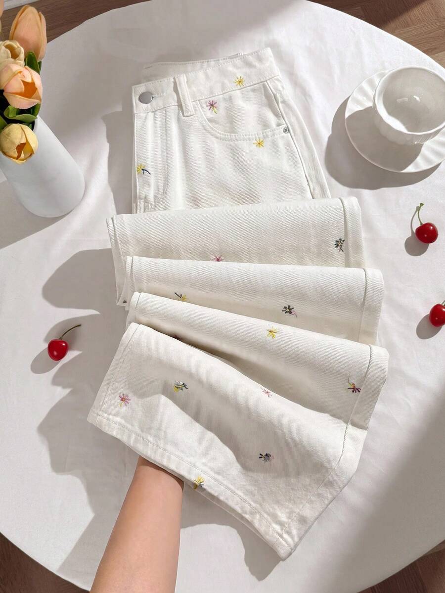 SHEIN 少女黑色波點白色牛仔寬鬆長褲 - 彩色 - 查看 1