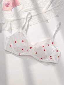 PetitDoll Đồ lót áo ngực in hình trái tim, Kawaii - trắng - Xem 1