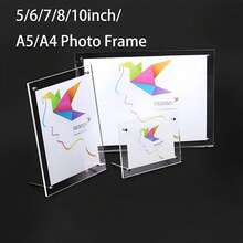 Acrylic Photo Frame 5"/6"/7"/8/ 10"/ A4Certificate Camp Poster Display Stand Rectangle PaperFrame Desktop Decor Gifts Birthday Graduation - transparent - View 9