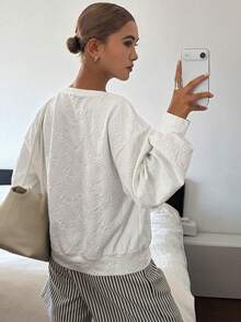 DAZY Women's Crew Neck Casual Versatile Everyday Long Sleeve Sweatshirt Autumn White - White - View 2
