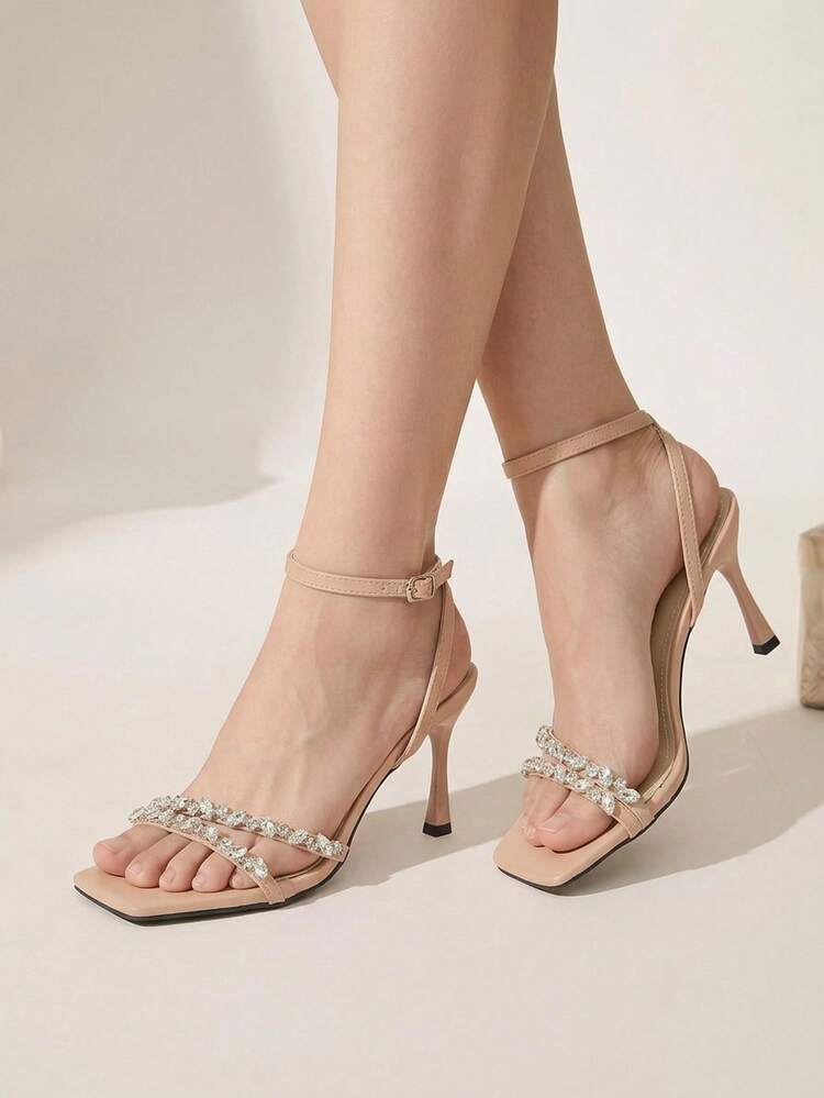 CUCCOO CHICEST Women's Stiletto Sandals, Elegant And Casual, Suitable For Office Commuting, Dating, Parties, Christmas Elegant Shoes, Wedding Shoes - Apricot, - View 2
