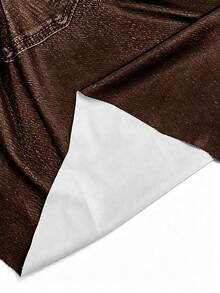 EMERY ROSE Plus Size Women Casual Everyday Commute Versatile Contrast Stitch Skinny 3/4 Length Pants - Brown - View 7