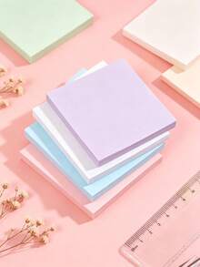 1 pieza Notas adhesivas cuadradas, bloc de notas de unicolor multicolor, 50 hojas, adhesivo fuerte, blocs de notas para mensajes - Unitalla - Ver 5