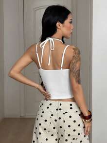 Coolane Women's Summer Going Out Y2k Sexy Streetwear Casual Vintage Date Night Patchwork White Polka Dot Mesh Fitted Tank Tops Summer Top - White - View 7