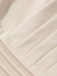 DAZY Gaun Pesta Teh Musim Panas Elegan Warna Beige untuk Wanita, Panjang Sedang, Gaun Tamu Pernikahan dengan Patchwork Jaring & Lengan Puff Berkerut, Gaun Prom Tanpa Bahu - Krem - View 3