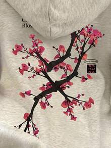Resyla 女款花卉印花連帽休閒日常長袖運動衫 - 淺灰色 - 查看 6