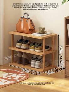 1Pc Multi Tier Bamboo Space Saving Easy Assembly Natural Wood Grain Shoe Storage Rack For Entryway Hallway Kitchen Living Room Office Organizer For Sneakers High Heels Thick Sole Boots Home Decor - Multicolor - View 18