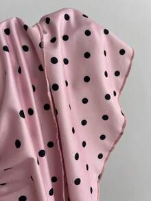 Elamini Women's Polka Dot Print Bow Decor Short Petal Sleeve Ruched Dress - Pink - View 3