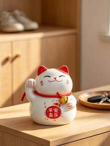 New Ceramic Wealth Cat Ornament Piggy Bank, Small And Cute, Easy To Carry. It Can Be Used As A Decoration. - multicolor - View 2
