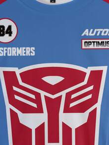 Transformers X SHEIN كنزة رجالية بطباعة حروف وأرقام كاجوال متعددة الاستخدامات للارتداء اليومي بأكمام طويلة - أبيض - مشاهدة 4