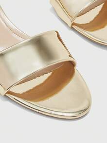 CUCCOO BIZCHIC Summer New Round Toe Mid-Heel Gold One-Piece Women's High-Heeled Sandals Slippers Daily Versatile Simple Commute All-Match Toe Dew Women's Sandals - Iron plate light gold - View 8