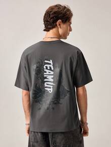 Strevion Summer Men's Casual Streetwear Versatile "BATMAN" IP Series Short Sleeve T-Shirt - Dark Grey - View 2
