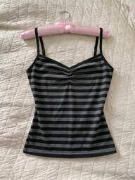 IslaSuriya Women's Striped Pleated Casual Regular Fit Slim Camisole Top