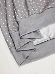 ROMWE MEN Street Life Men's Polka Dot Frog Button Sweatshirt Hoodie Sweatshirt - Grey - View 10