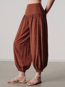 Aveloria Modichic Polka Dot Elegant Boho Fashion Casual Slimming French Vintage Commute Versatile 7/9 Length Pants Harem Lantern High Waist Everyday Vacation - Multicolor - View 4