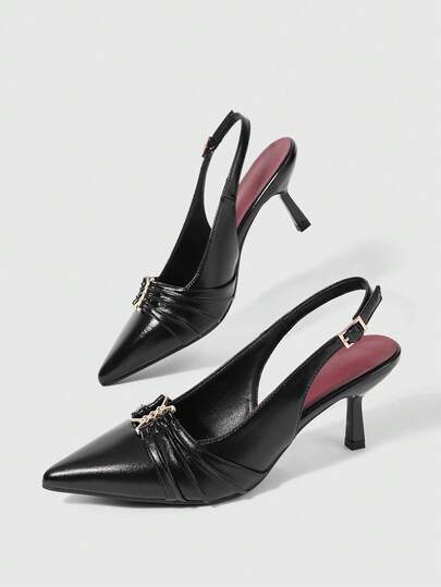 Sleekvia Women's Shoes Fashion Classic Simple Buckle Commuter Office Wear Stiletto Heel High Heel Shoes