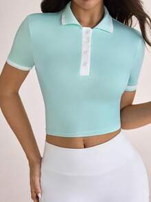 CourtClass CourtClass Women's Colorblock Short Sleeve Golf T-Shirt - Mint Green - View 4