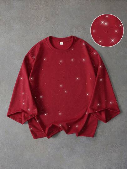Street Life Teen Boy Summer Casual Loose Glitter T-Shirt