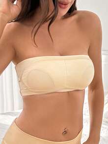 Moonlight&Mama EasyComfort Chic Maternity Nursing Bra, Bandeau Style, Front Closure, Double Layer, Casual Comfortable Base Layer For Pregnancy And Postpartum - Apricot - View 3