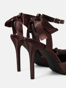 CUCCOO HITCHD Women's Fashion New Elegant Coffee Color Satin Closed Toe High Heel Shoes, Suitable For Dating, Commuting, Party, Wedding - Coffee Brown - View 11