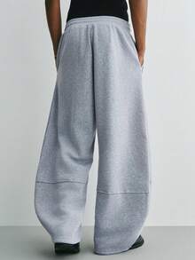 Sonviro Men's Solid Color Drawstring Waist Pockets Wide Leg Loose Casual Sweatpants - Light Grey - View 2