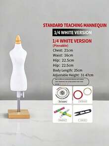 1 Mini Mannequin Sewing Teaching Prop With Square Base For Clothing Display - Beige - View 6