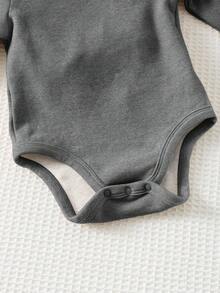Cozy Pixies Baby Mädchen einfarbig Kontrast Strick weich Stehkragen Langarm Herbst Winter Bodysuit 2er Set - Schwarz - Übersicht 3
