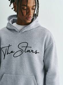 Sonviro Men's Dark Grey Winter Streetwear Hoodie And Sweatpants Set,Embroidered Letter Thermal Lined Sweatshirt&Wide Leg Jogger Set,City Break Back-To-School - Grey - View 7