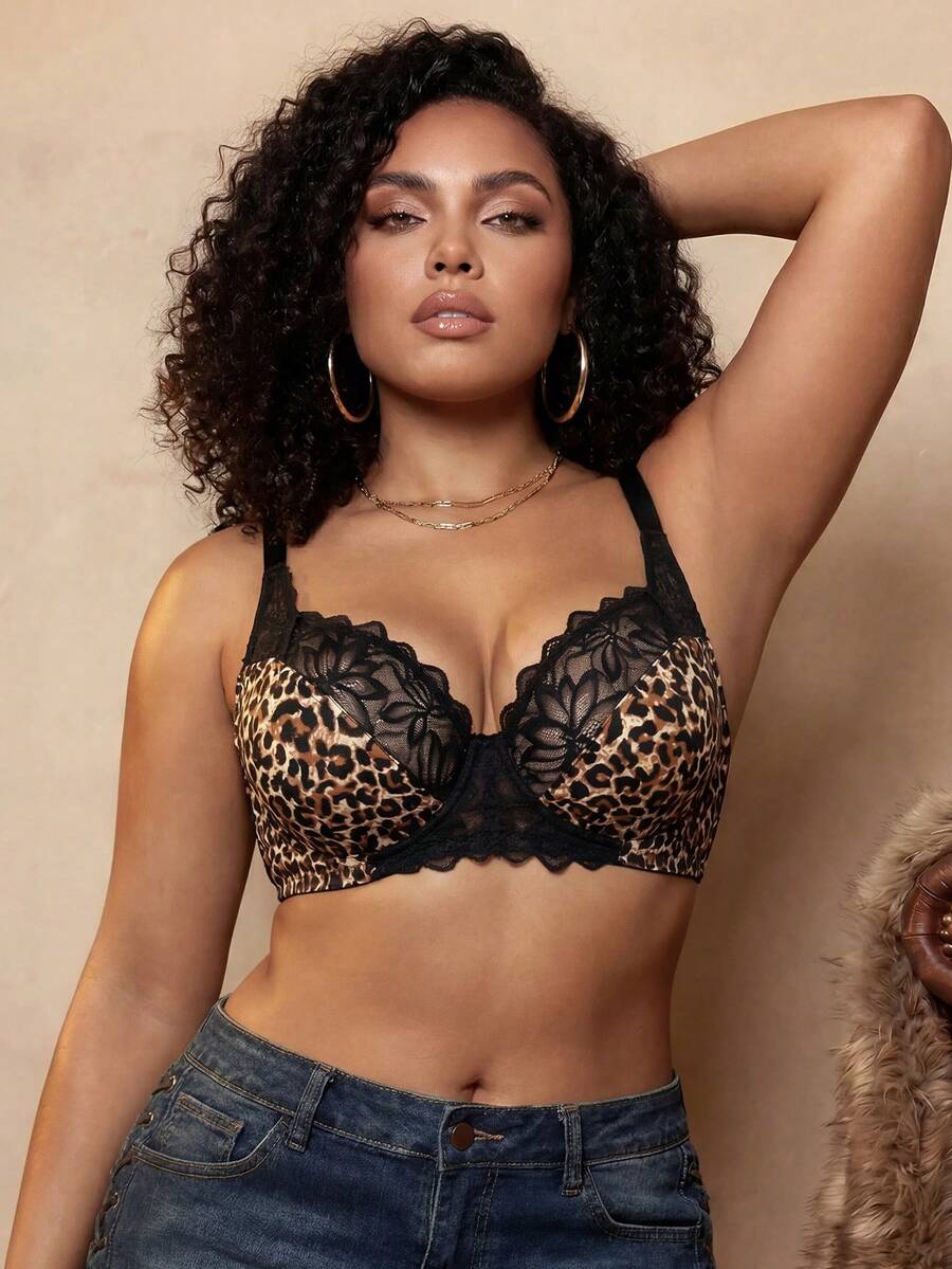 Bare Chapter 1 pieza Sujetador inalámbrico de encaje y parches para mujer de talla grande, cómodo - Multicolor - Ver 1