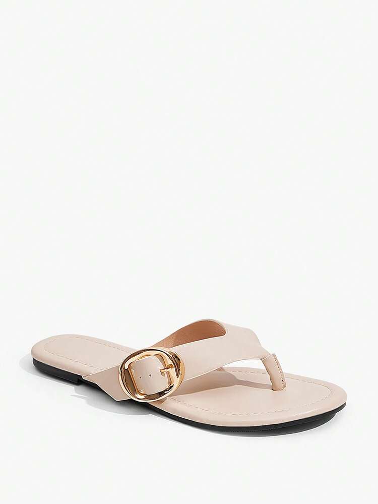 Grefit Ladies' Elegant Summer Apricot Flat-Bottomed Slippers - Apricot - View 11