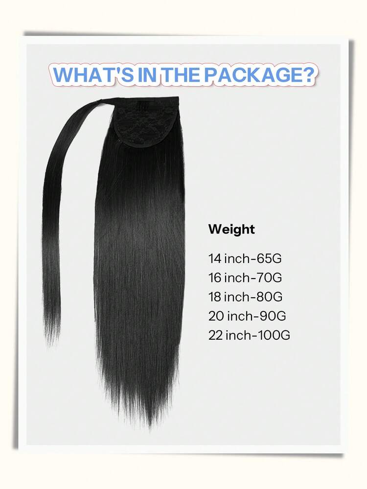 Ponytails Extensions Human Hair Jet Black Remy Hair Extensions Invisible Wrap Around Ponytail Real Human Hair For Women Daily Work - S1 - View 2