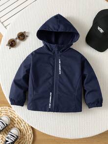 SHEIN 男女嬰兒/男嬰 春夏秋薄款連帽外套 防風防曬連帽衛衣 男嬰服飾 Squishy - 藏蓝色 - 查看 3