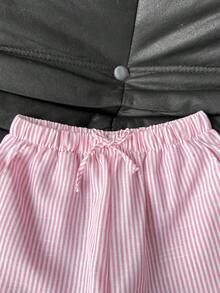 SHEIN Conjunto informal a juego de top y pantalones a rayas para niñas preadolescentes - Multicolor - Ver 6