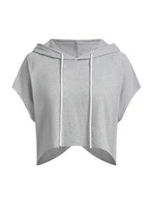 Velisys Velisys Set de 3 piezas que incluye: Sudadera holgada corta en blanco, camiseta ajustada en beige y pantalones ajustados en beige - Conjunto de ropa deportiva para mujer - Multicolor - Ver 4