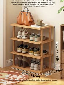 1Pc Multi Tier Bamboo Space Saving Easy Assembly Natural Wood Grain Shoe Storage Rack For Entryway Hallway Kitchen Living Room Office Organizer For Sneakers High Heels Thick Sole Boots Home Decor - Multicolor - View 17