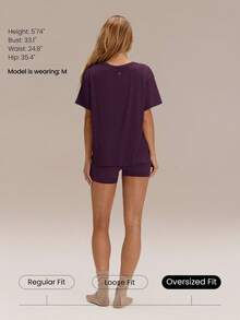 GLOWMODE Camiseta Oversized Modal Everymode Casual Diaria Camisa de Compresión - Bold Plum - Ver 2