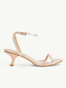 CUCCOO CHICEST Women Shoes Spring And Summer New Stilettos Splicing Design Pointed Tip Thin Heel High Heel Gentle Elegant Simple Versatile Leather Women Sandals - Simulated silk apricot - View 3