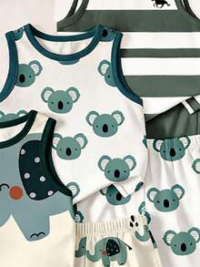 Baby Boy Casual Simple Tank Top 3pcs Set Suitable For Summer - Multicolor - View 3
