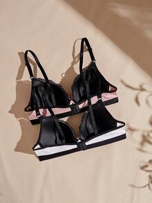 Lullawish 2pcs Lace Eyelash Underwire Push-Up Bra For Small Chest - Multicolor - View 2