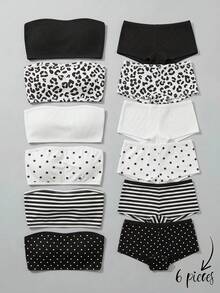 SHEIN 青少年女孩針織純色修身休閒內衣2件套 - 白色 - 查看 5